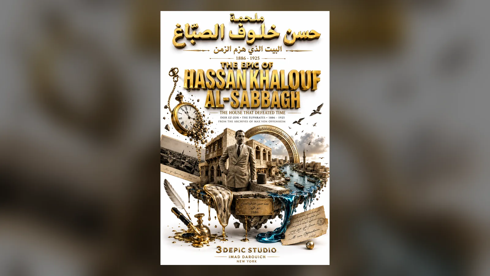 An old photograph of a stone house beside the Euphrates, the historic house in Deir ez-Zor at the centre of this poem