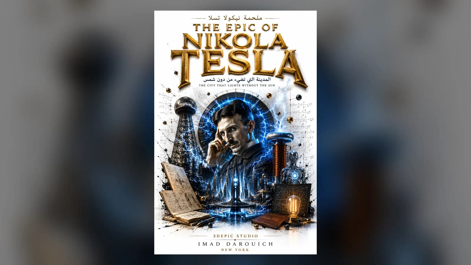A city of light and electricity under a dark sky, the vision at the heart of this Nikola Tesla poem