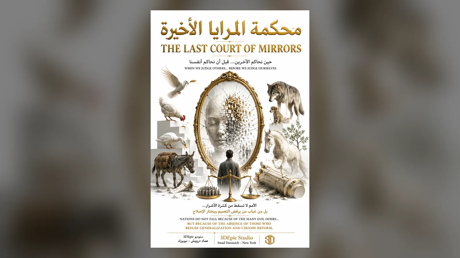 A courtroom of mirrors reflecting a single man, the image behind this poem about judging others