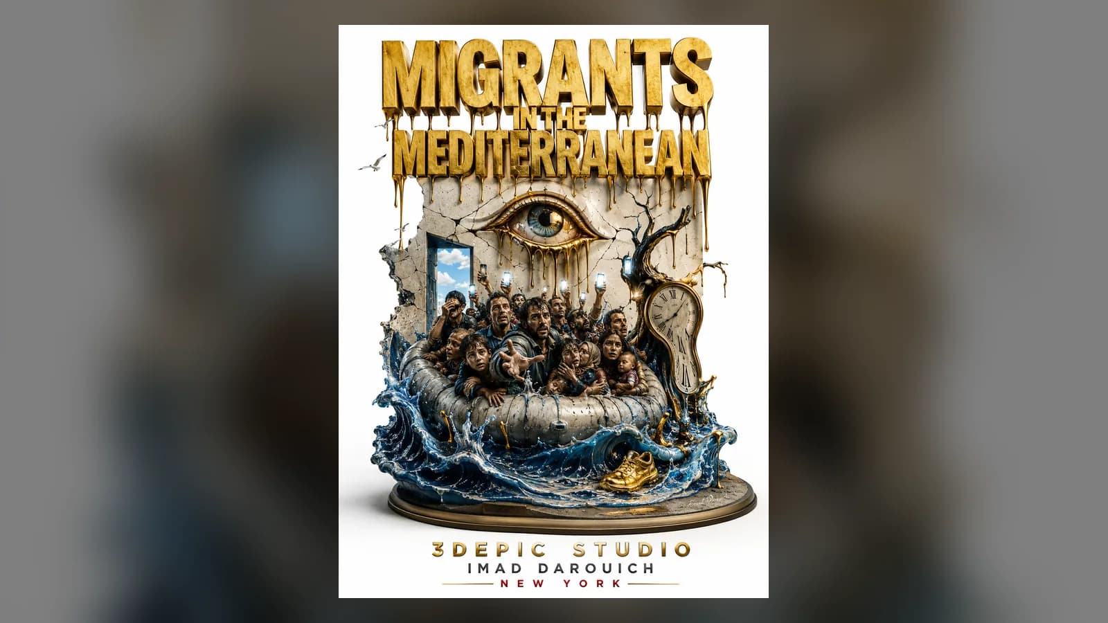 A small child's shoe on a wet shore, the closing image of this poem about migrants at sea